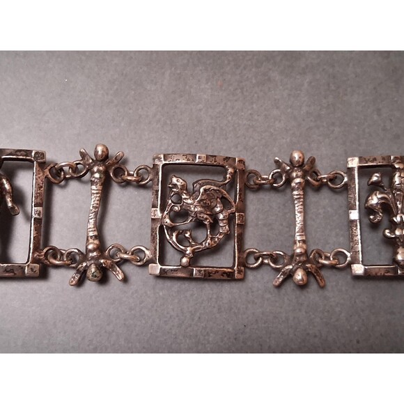 Vintage Guglielmo Cini Sterling Etruscan Bracelet Griffin Della Robbia - Picture 5 of 10